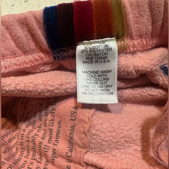 AVIATOR NATION PRE LOVED 5 STRIPE SWEATPANTS - LIGHT PINK // VELVET RAINBOW